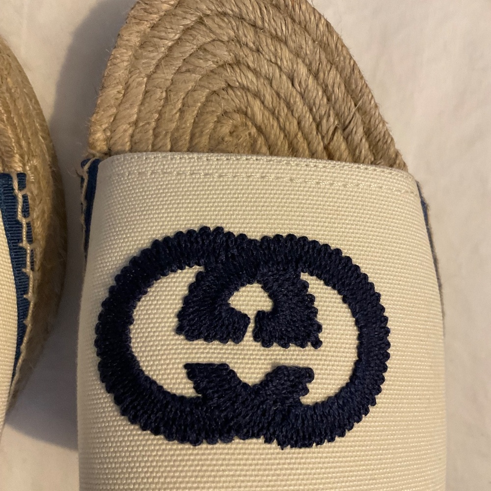 Gucci cream and blue canvas espadrilles slides size 41 - Picture 9 of 9